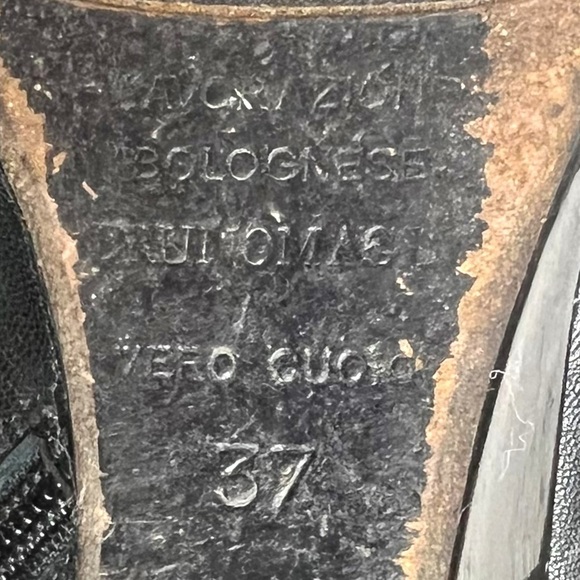 Bruno Magli Leather Wedge Ankle Booties Black with Patent Leather Trim Size EU37 - Picture 9 of 14